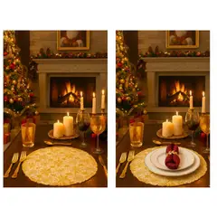 GENERICO - SET DE 6 INDIVIDUALES DORADOS ENCAJE PVC ELEGANTE MODA EUROPEA 39CM