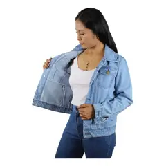 PEACE AND LOVE - Casaca Jean Hielo Mujer