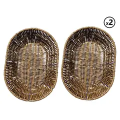 GENERICO - Pack 2 Paneras Ovalada de Plástico tipo mimbre
