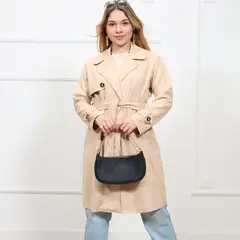 GENERICO - Abrigo largo tipo gabardina para mujer