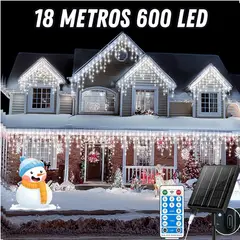 ARTEZA - Guirnalda Solar 18 Metros 600 LED Blanco – Luz Cascada Impermeable Exterior Interior
