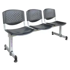 TEMEL - Banca de Espera Tándem de 3 Asientos Color Negro – Modelo T3 –
