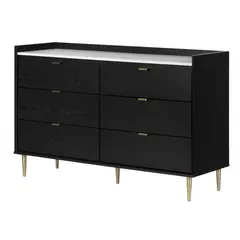 GENERICO - Comoda Armado Zulka 6 cajones Negro Nice Home