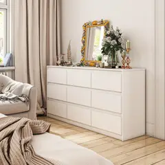 GENERICO - Comoda Armado Lumira 9 cajones Blanco Nice Home