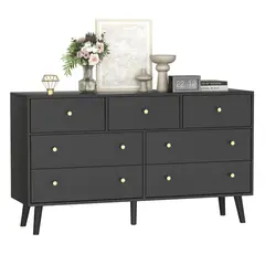 GENERICO - Comoda Armado Zareth 7 cajones Negro Nice Home