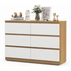 GENERICO - Comoda Armado Skarn 6 cajones Duna y Blanco Nice Home