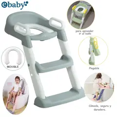 EBABY - Escalera de Baño para Bebes con Reposabrazos Gris