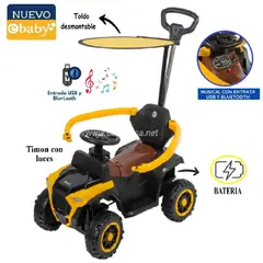 EBABY - Cuatrimoto Corre Pasillos 351w con Bateria Bluetooth y Sonido Amarillo