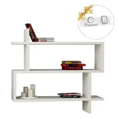 GENERICO - Repisa Flotante Melamina Asimétrica 70x65 + 1 Repisa Decorativa de Regalo