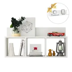 GENERICO - Repisa Flotante Melamina Blanco 80x49cm + 1 Repisa Decorativa de Regalo