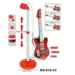 GENERICO - MINI GUITARRA JUGUETE CON MICRO ROJO-GENERICO