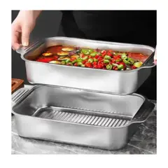 GENERICO - BANDEJA DE ACERO INOXIDABLE 37x22x5 CM