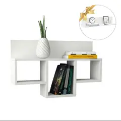 GENERICO - Repisa Flotante CRUZ Melamina 80x49 + Repisa Decorativa de Regalo