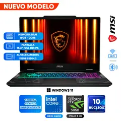 MSI - Laptop Gaming Cyborg 15 B2RWEKG, Core 7-240H, 16GB DDR5, 512GB SSD, 15.6 FULL HD IPS