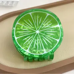 GENERICO - Gancho de Cabello en Forma de Limón Pinza Acrílica Verde