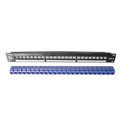 SATRA - PATCH PANEL CATEGORIA6 24 PUERTOS CON JACKS AZUL PN 102022404