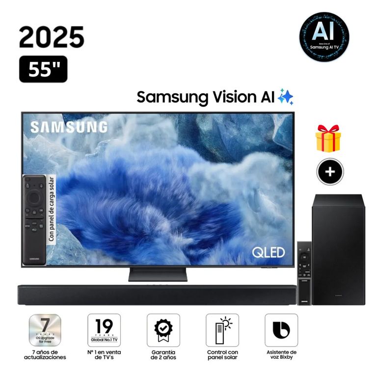 Televisor QLED 55 Visión AI Smart TV QN55Q8FAAGXPE + Soundbar HW-B450F