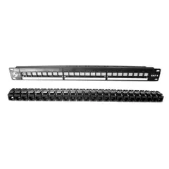 SATRA - PATCH PANEL CATEGORIA 6 24 PUERTOS CON JACKS NEGRO PN 102022409