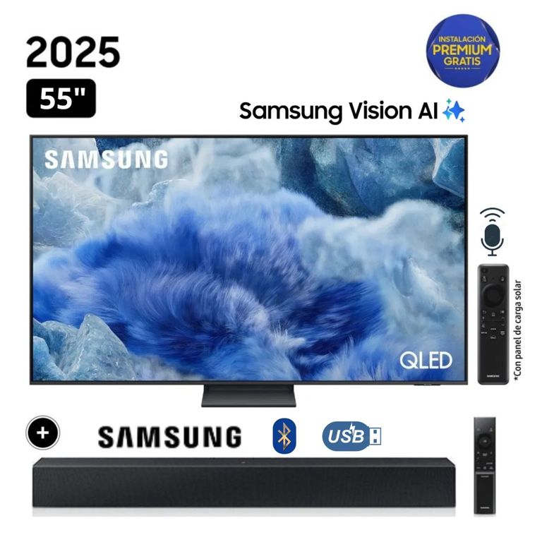 Televisor QLED 55 Visión AI Smart TV QN55Q8F + Soundbar HW-B400F