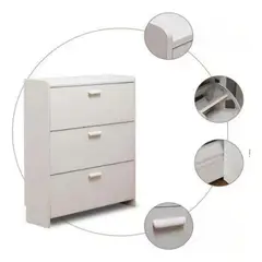 ANYHOGAR - Zapatero De Madera 3 Cajones 107x65x24cm Color Blanco