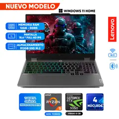 LENOVO - Laptop LOQ 15ARP9, AMD Ryzen 5 7235HS, 12GB DDR5, 512 SSD, 15.6 FULL HD IPS
