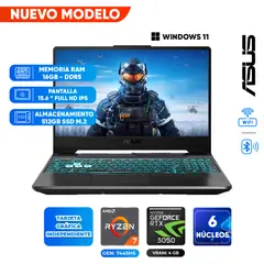 ASUS - Laptop Gaming TUF A15, Ryzen 7 7445HS, 16GB DDR5, 512 SSD, 15.6 FULL HD IPS