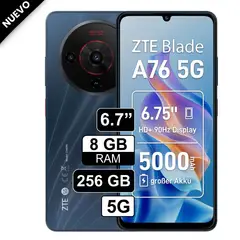 ZTE - Celular Blade A76 5G 4GB 256GB 50MP + 8MP Azul