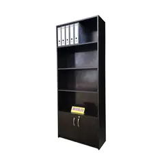 TEMEL - Estante Librero Wengue con puertas bajas -