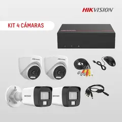 HIKVISION - Kit de 4 cámaras Analógicas con Edvr incluye SSD de 512GB integrado