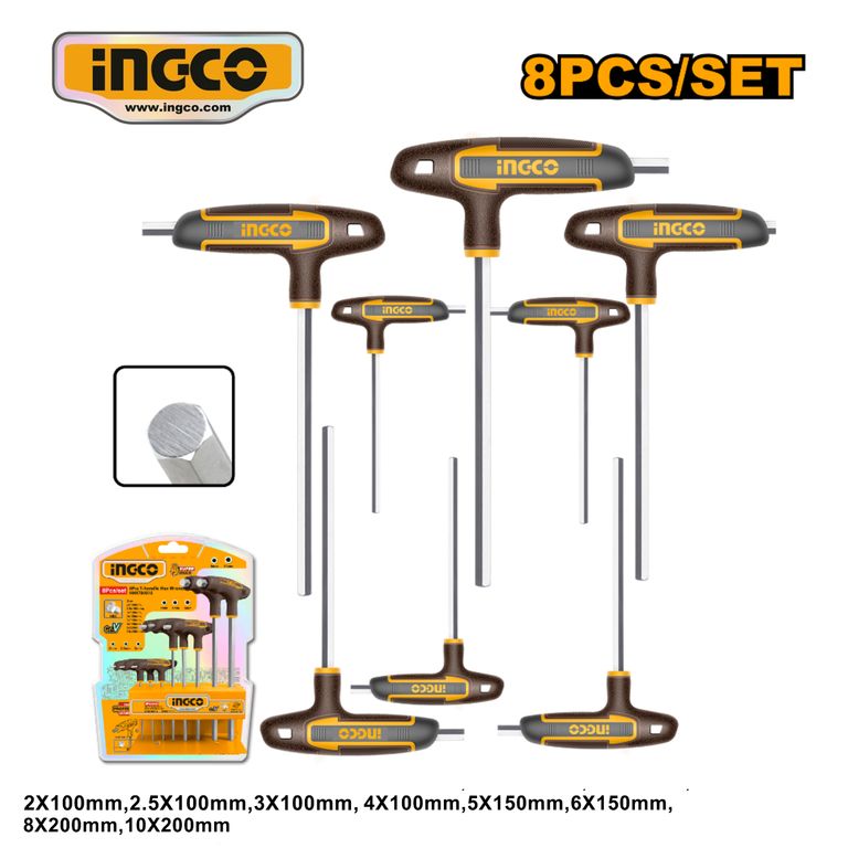 HHKT80818 SET 8 PZ LLAVES HEX CON MANGO EN T