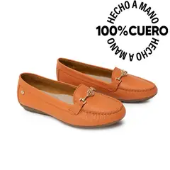 VIALE - Zapato Mocasín Casual CORE-2510 Naranja Cuero