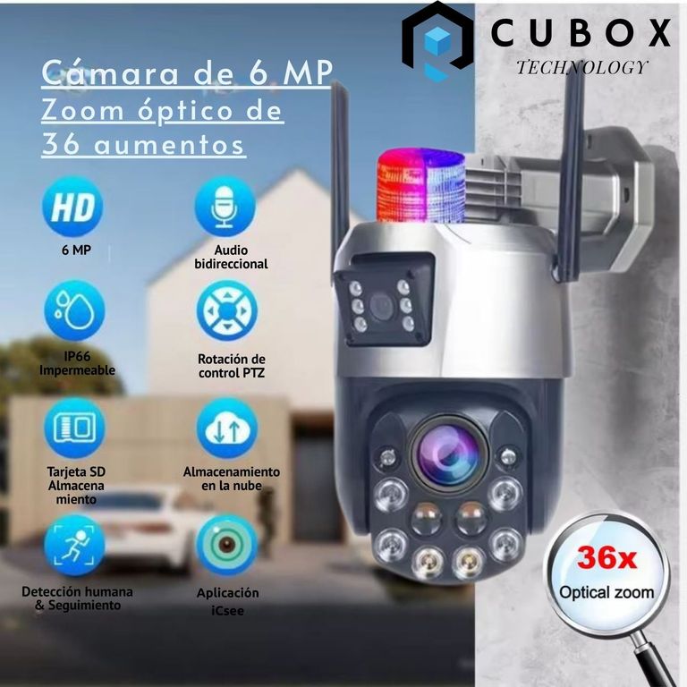 Cámara Wifi Doble Lente UHD con Zoom óptico 36x alcance 100 metros