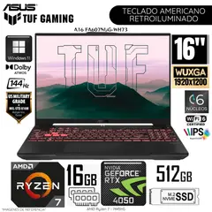 ASUS - Laptop TUF A16 FA607NUG-WH73 AMD Ryzen 7 - 7445HS 16GB RAM 512GB SSD RTX 4050-6GB 16" WUXGA