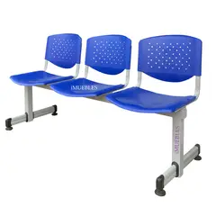 TEMEL - Banca de Espera Tándem de 3 Asientos Color Azul – Modelo T3 –