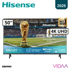 HISENSE - TELEVISOR 50 SMART TV VIDAA 4K UHD LED 2025 - 50A4NV