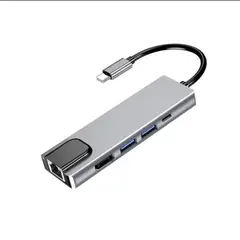 SEISA - Hub USB-C BYL-2007 Tipo C Adaptador 5 en 1 USB3.0/HDMI/PD/PUERTO ETHERNET