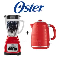 OSTER - COMBO LICUADORA 2 VEL ROJO DE 1.5 LT + HERVIDORA ROJO DE 1.7 LT