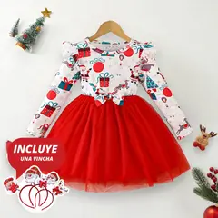 GENERICO - VESTIDO NAVIDEÑO DE NIÑA - DISEÑO LA NAVIDAD MÁGICA