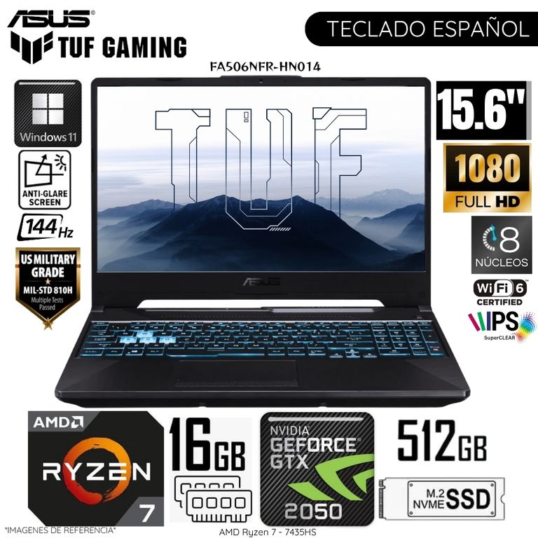 Laptop Tuf Gaming FA506NFR-HN014 AMD Ryzen7-7435HS 16GB RAM 512GB SSD 156 Pulg FHD RTX2050-4GB