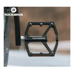 ROCKBROS - Pedal de aleacion de Aluminio con banda reflectante ROCKBROS- NEGRO