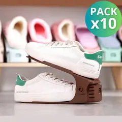 GENERICO - Pack x 10 Organizadores De Calzado De Altura Ajustable - Marrón