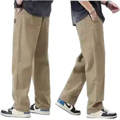 42AROZINA - Straight-Leg Loose Men Trousers Street Retro Cargo Casual Pants