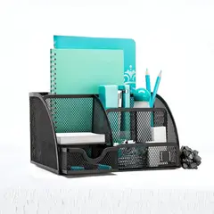 PENTHA - Organizador De Escritorio Metálico Negro Diseño Moderno