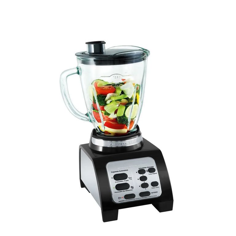 Licuadora FOSTERIER con Motor Reversible Vaso de Vidrio Templado Negro