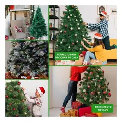 SKYBLOO - Arbol Navideno Nevado Verde de 150 cm con Ramas Realistas y Base Metalica