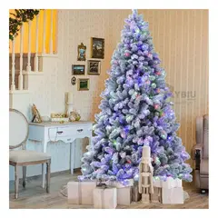 ANIMALIA - Árbol Tipo Pino con Nieve 210 Metros Centro de la Sala Verde en Blanco Y+Regalo Sticker