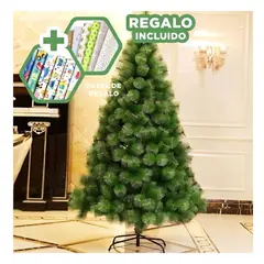 RYBIU IMPORT - Arbol de Navidad con Estructura Metálica y Diseño Tradicional Verde Y+Papel Regalo