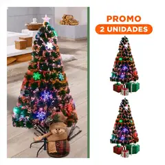 RYBIU IMPORT - Pack2 Pino Navideño de 120 cm con Base de Metal y Puntas de Fibra Optica y Copos de Nieve Verde