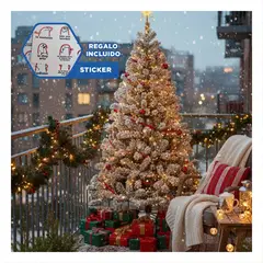 SKYBLOO - Arbol de Navidad Festivo con Ramas Blancas y Nevadas de Verde Y+Regalo Sticker