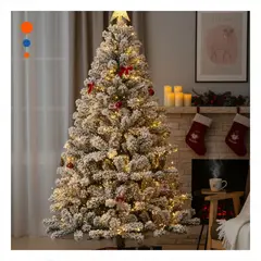 SKYBLOO - Arbol Artificial de 1.80 m con Ramas Nevadas y Base de Metal de Verde Y+Ligas Regalo